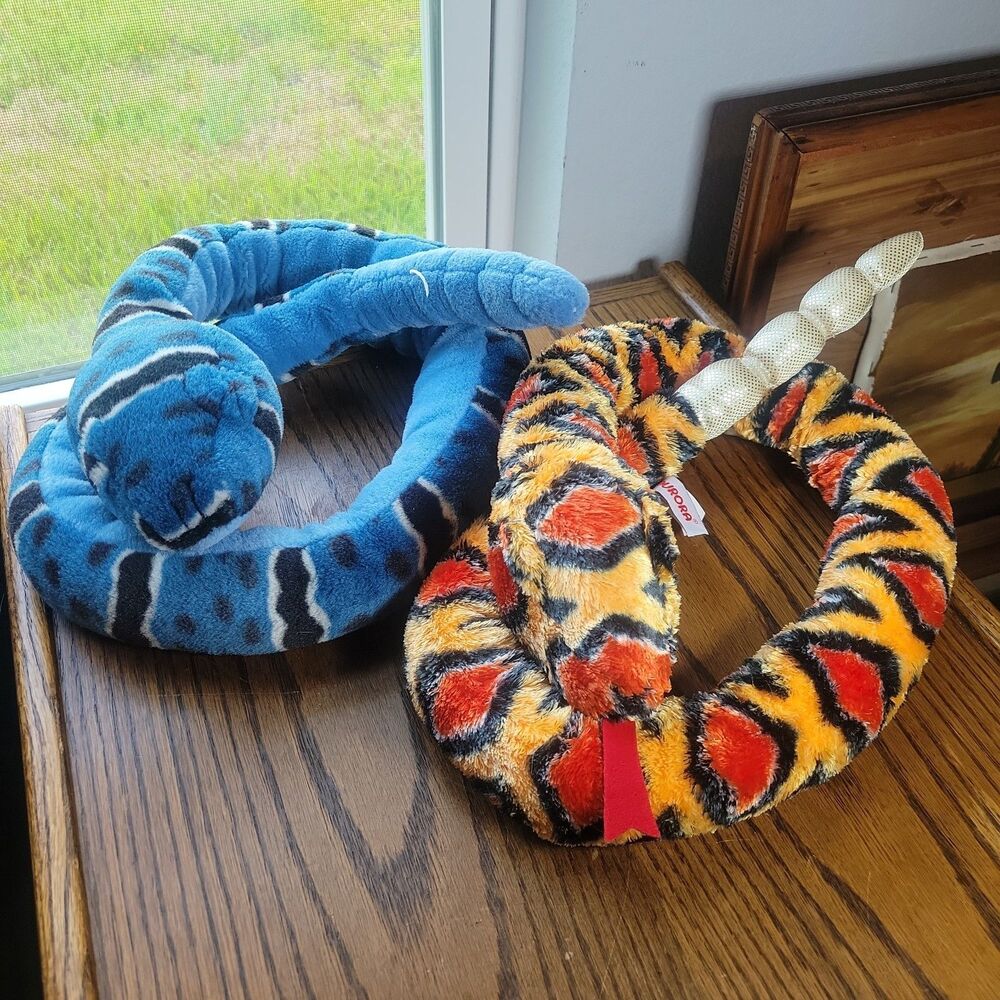 Lot of 2 Stuffed Plush Rattle snakes Aurora Copperhead & Wild Republic Blue Rock